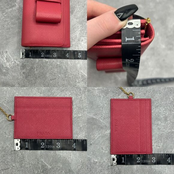 Prada Saffiano Leather Bow Continental Wallet Pink With ID Holder Bifold - Picture 13 of 16